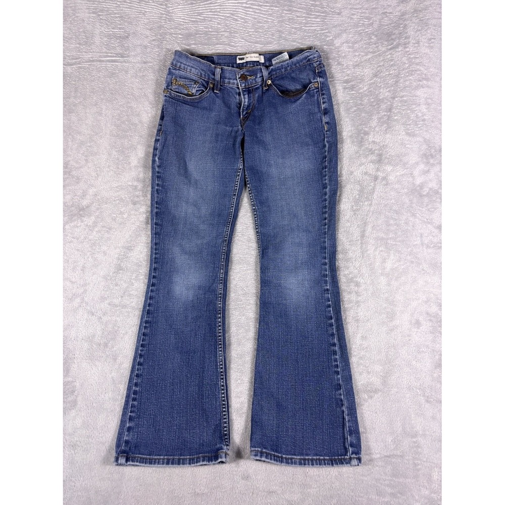 Levi's Jeans 524 Too Superlow 2000s Womens 5M Blue Embroidered Denim Stretch